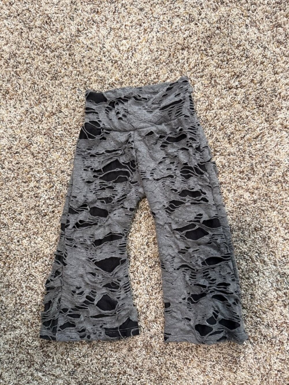 Biggin Little Distressed Shredded Flare Leggings Grey Black 12/18M